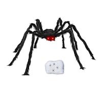 Kit de décoration géant pour Halloween de 125 cm - Parfait pour l'intérieur et l'extérieur - Avec toile d'araignée de 60 g et 4 petites araignées (fluorescent noir de 125 cm)