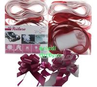 Kit de décoration Mariage - Unique - Voiture - 10 pièces - Tulle blanc - Noeuds rouges