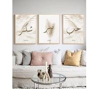 Kit de décoration murale islamique - Poster de peinture sur toile de calligraphie arabe - Images murales islam - Peinture sur toile islamique pour cuisine, salle à manger et bureau - Sans cadre.