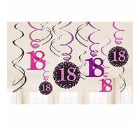 Kit de décoration pour 18ème anniversaire Swirl Lot de 12 Film spirales à suspendre Rose Glitter