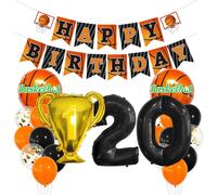 Kit De Décoration Pour 20e Anniversaire Sur Le Thème Du Basket-Ball - Ballons Gonflables - Décoration D'anniversaire - Bannière Happy Birthday - Ballon En Aluminium - Décoration De Gâteau