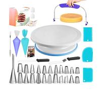 Kit de décoration pour débutants - Kits d'accessoires de gâteau, 64 pièces Set de pâtisserie avec platine tournante, geler la pâtisserie Sacs réutilisables Glaçage Conseils de tuyauterie, Améliorer