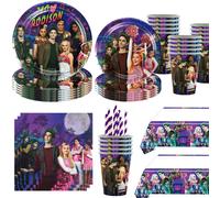 Kit de décoration pour fête d'anniversaire sur le thème Zombie High School : gobelets, assiettes, nappe, boîte, décor de gâteau, toile de fond, ballons, cadeaux pour enfants et baby shower Set-54pcs-3