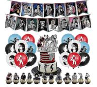 Kit de décoration pour gâteau et banderole « Joyeux anniversaire » sur le thème de Michael Jackson (25-26 ans)