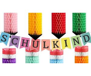 Kit de décoration pour la rentrée des classes, 8 boules colorées en nid d'abeille avec guirlande, décoration à suspendre pour la rentrée scolaire, la première journée scolaire et les fêtes d'enfants