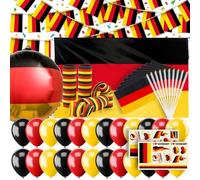 Kit de décoration XXL - Drapeau de l'Allemagne - 90 x 150 cm - Guirlande de 8 m - Petit drapeau de l'Allemagne - Ballon en aluminium - Ballons pour football - Coupe du monde d'Europe - Fête nationale