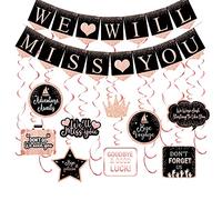 Kit de décorations de fête en or rose avec bannière « Will Miss You » et « We Will Miss You »