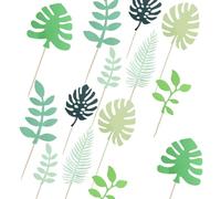 Kit de décorations de gâteau d'anniversaire, décoration gâteau en forme feuille tropicale, feuille palmier, décoration cupcakes, feuilles jungle, fête dans la jungle, déc