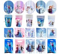 Kit de Décorations de ixd'Anniversaire Disney, Elsa, La Reine des Neiges, OlPG, Anna, Poulet, Fille, Tasse en Papier, Nappe, Assiette, Sacs 7inch Plate 10Pcs
