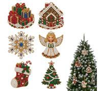 Kit de décorations de Noël, 6 pendentifs en acrylique à pois en diamant | 6 décorations en acrylique avec trous pré-percés. Strass étincelants : il suffit de coller et de créer. Parfait pour Noël