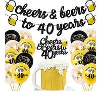 Kit de décorations pour 40e anniversaire - Cheers to 40 ans sur le thème noir et doré