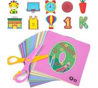 Kit de Découpage pour Enfants avec 180 Feuilles d'Activités Ciseaux de Sécurité à Ressort dès 3 Ans, Développement de la Motricité Fine, Activité, Loisir Créatif Enfant pour la Maternelle et la Maison