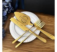 Kit de découpe de gâteau personnalisé pour mariage, couteau et serveur de gâteau de mariage personnalisés, kit de découpe de gâteau pour mariage, 4 pièces ensemble de gâteau et fourchettes, cadeaux de