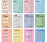 Kit de défi d'épargne A6 48 pièces - 12 pisteurs d'argent pour 1 €/2 €/5 €/10 €/15 €/20 €/25 €/30 € + défis de 30/52/100 jours (compatible avec les classeurs budgétaires, autocollants de motivation)