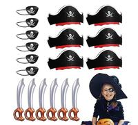 Kit de déguisement de pirate pour fête d'anniversaire de pirate pour Halloween, costume de pirate œil de pirate pour fête cosplay, assiettes de fête pirate et nappe de table, fournitures de fête