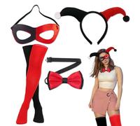 Kit de déguisement Harley Quinn pour femme et fille - Costume parfait pour Halloween, Carnaval et fêtes costumées
