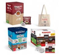 Kit de dégustation de dosettes de café italiennes des meilleurs torréfacteurs, KIMBO ESPRESSO NAPOLI X50 - BORBONE DECISA X50 - TORALDO FORTE E CREMOSO X50 + un cadeau surprise de JOYTALY