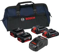 Kit de démarrage 18V Bosch / 2x batterie 4,0 Ah + 2x batterie 4,0 Ah ProCORE18V + chargeur GAL 1880 CV dans une sacoche d'artisanat