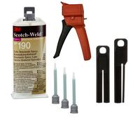 Kit de démarrage : 1x 3M Scotch-Weld colle de construction à 2 composants EPX System DP190, translucide, 48,5ml, 1x appareil manuel S-K-S pour cartouches EPX 38 à 50ml y compris piston d'avance 2:1&10