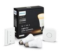 Kit de démarrage 2 ampoules Philips Hue White Ambiance + pont de connexion Hue + télécommande variateur de lumière Hue Dim Switch Blanc G