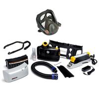 Kit de démarrage antidéflagrant 3M TR-819E IS Versaflo comprenant le TR-802E, les accessoires, le flexible d'air 3M Versaflo BT-64 version lourde et robuste et le corps de masque intégral 3M 6900L Éla