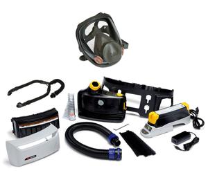 Kit de démarrage antidéflagrant 3M TR-819E IS Versaflo comprenant le TR-802E, les accessoires, le flexible d'air 3M Versaflo BT-63 version légère et le corps de masque intégral 3M 6800M Élastomère the