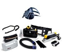 Kit de démarrage antidéflagrant 3M TR-819E IS Versaflo comprenant le TR-802E, les accessoires, le tuyau à air 3M Versaflo BT-64 version lourde et robuste et le demi-masque 3M 7502M en silicone / polye