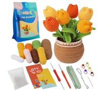 Kit de démarrage au crochet, kits de crochet pour débutants avec instructions, kit démarrage sur le thème des fleurs, bricolage pour débutants mignons pour adultes et enfants.