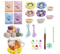 Kit de démarrage au crochet pour débutants | Pots de fleurs Sous-verres Kit de démarrage au crochet | Accessoires de crochet complets en tricot avec tutoriels vidéo étape par étape pour adultes et