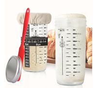 Kit de démarrage au levain, avec bande d'alimentation par la date, thermomètre, ferraille, housse en tissu, couvercle en métal, brosse, fournitures de fermentation pour la cuisson à domicile(paquet 2)