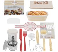 Kit de Démarrage au Levain, Kit Complet de Levain Naturel avec Banneton Ovale en Rotin Artisanal, Pot à Levain, Accessoires pour la Fabrication de Pain (Kit de démarrage pour pain 11 pièces)