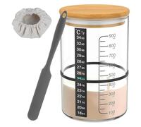 Kit de démarrage au levain pot de démarrage au levain en verre 900 ml récipient à large ouverture pot en verre réutilisable avec couvercle thermomètre grattoir en silicone et housse en tissu