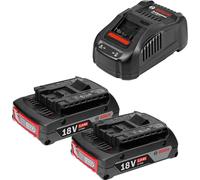 Kit de démarrage Bosch 18 V / 2x batterie 2,0 Ah + chargeur GAL 1880