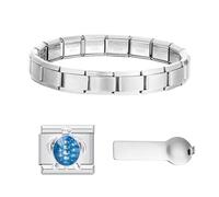 Kit de démarrage Bracelet Charm Italien 3-en-1, Bracelet à maillons en acier inoxydable doré 9mm avec charms & outil de retrait, Compatible avec charms italiens (Tortue marine)