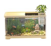 Kit de démarrage d'aquarium de réservoir de Poisson, 12x7,7x7 Aquarium de Poisson avec Filtre à Pompe de Panier 4K Vue HD Claire comme réservoirs, Jaune