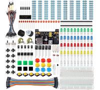 Kit de démarrage de Base pour Arduino avec Carte connectée,Module d'alimentation,câble de Jumper,resistors,LED,Planche de Connexion électronique,Compatible avec Arduino