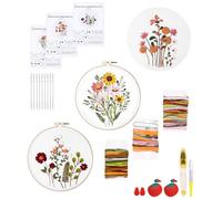 Kit de Démarrage de Broderie, 3 Pcs Fils à Broder Kit, Kit de Broderie Débutant, Kit de Démarrage de Point de Croix, avec Outil de Broderie pour Amateurs de Couture Adultes Débutants
