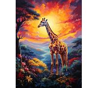Kit de Démarrage de Broderie, Girafe dans la jungle,C Kit Broderie Point de Croix Compté Imprimé Enfant DéButant Adulte, Easy Set Loisirs CréAtifs Adultes Broderie