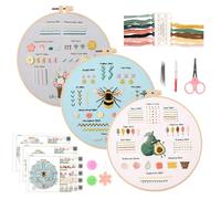 Kit De Démarrage De Broderie, Kit Broderie Debutant, Utilisé Pour Apprendre 28 Points Différents, Broderie Point De Croix- Comprend Du Calicot, Du Fil, Une Aiguille, Un Cerceau Et Un Didacticiel Vidéo