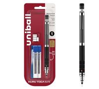 Kit de démarrage de porte-mine Uni-Ball Kuru Toga Elite, 0,5 mm, HB #2, Corps en métal gris, 1 pack