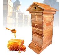 Kit De Démarrage De Ruche avec Fenêtre D'observation Et Bec Verseur À Miel, Comprend 4 Cadres D'abeilles Et 6 Plateaux en Nid d'abeille for La Récolte Automatique du Miel