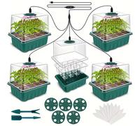 Kit de démarrage de semis 5 pièces avec plateaux de culture, base à humidité réglable, serre de propagation et lampe de croissance LED Green-5pcs