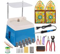 Kit de démarrage en vitrail, Ensemble de broyeur électrique Portable, Machine à Moulin à Verre 4200r / Min, Fer à souder 80W, Coupe-Verre, 5/8 "et 1", axe de cuivre et Soudure