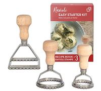 Kit de démarrage facile à raviolis | 3 moules à pâtes + livre de recettes | Guide de presse à pâtes pour raviolis et tortellini + recettes