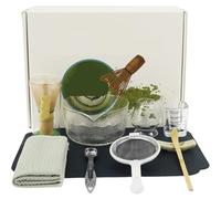 Kit de démarrage for la préparation du matcha avec bols en verre, tasse, support for fouet, tamis, cuillère, tapis, service à thé pour Cérémonie Thé(Style 2)