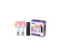 Wiz Ampoule LED connectée Kit E27 – 2x équivalent 60W, Wi‑Fi, télécommande, compatible Alexa/Google