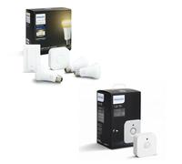 Kit de démarrage Philips Hue E27 White ambiance avec 3 ampoules, 1 pont et 1 variateur + Détecteur de mouvement Hue Motion Sensor