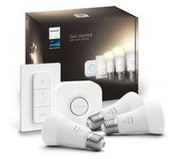 Philips Hue White Kit de démarrage : 3 ampoules connectées E27 (1100) + variateur