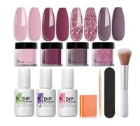 Kit de démarrage poudre à trempette pour ongles séchage rapide pas lampe LED nécessaire avec base top coat et activateur tout-en-un le bricolage domicile l art des en salon cadeau parfait les débutant