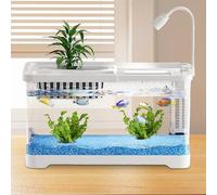 Kit De Démarrage pour Aquarium, Bac Poisson Combattant Débutant, Aquarium Rectangulaire avec Lumière LED, Bocal Poisson Décoratif Silencieux Tortues Et Animaux Aquatiques